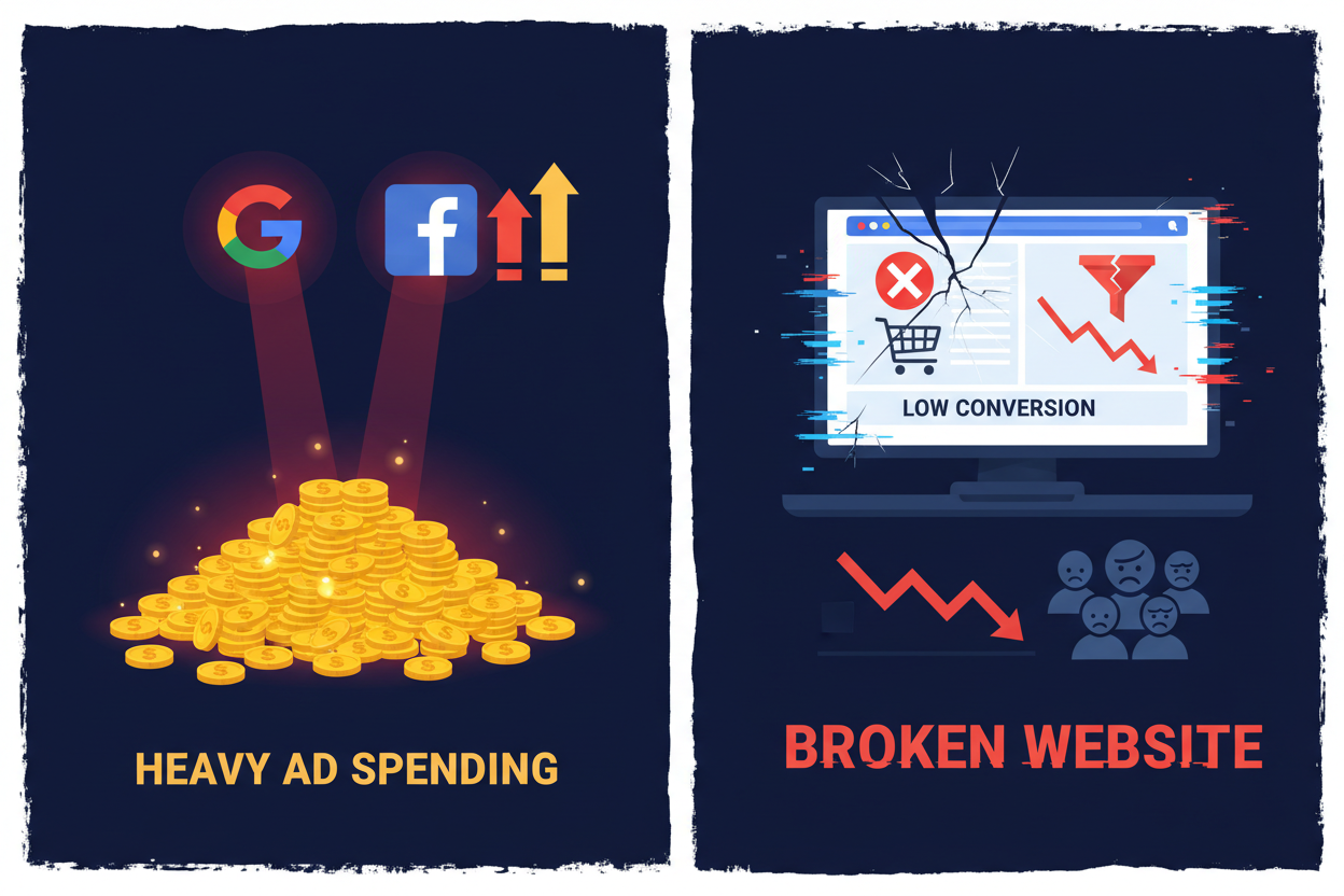 Why Spending More on Google and Facebook Ads Won't Fix a Broken Website